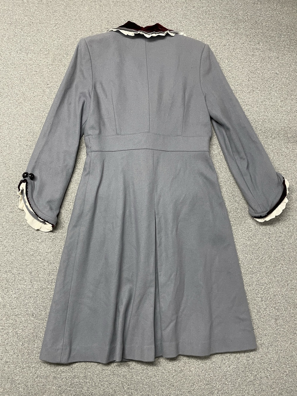 Vintage Marc Jacobs Grey Coat with Velvet Bows and Ruffle Details - Picture 2 of 5
